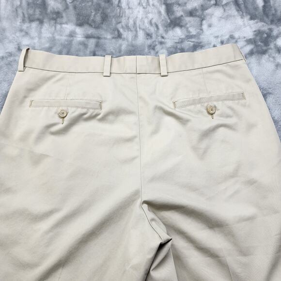 John W. Nordstrom Pants Mens 35W 31L Tan Khaki Smart Care Pleated Cuffed Office - Picture 3 of 11